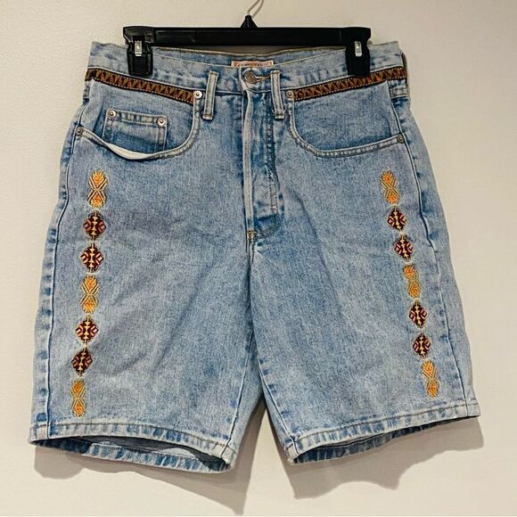 Guess Pants - Vintage Guess Embroidered Denim Jean Button Fly Shorts Size 2
